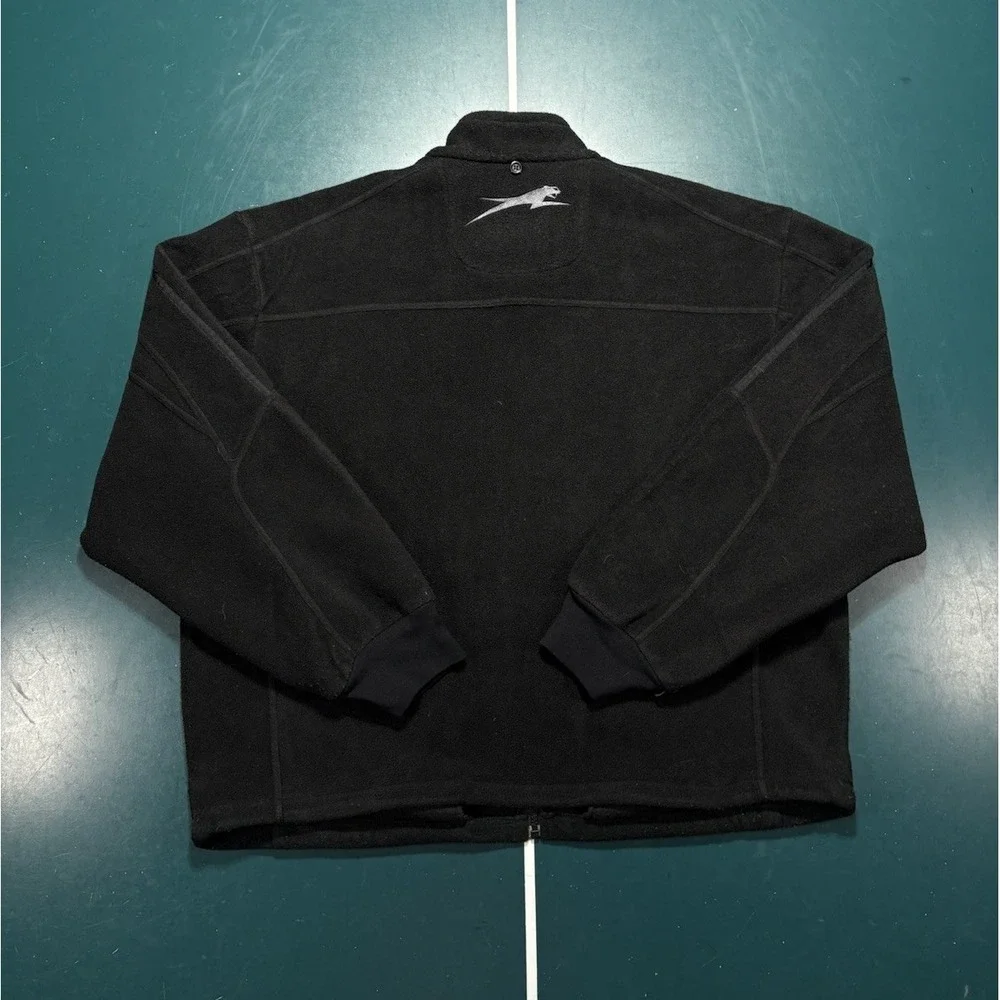 Vintage Artic Cat Fleece Full Zip Jacket Mens Large Black Embroidered Snowmobile